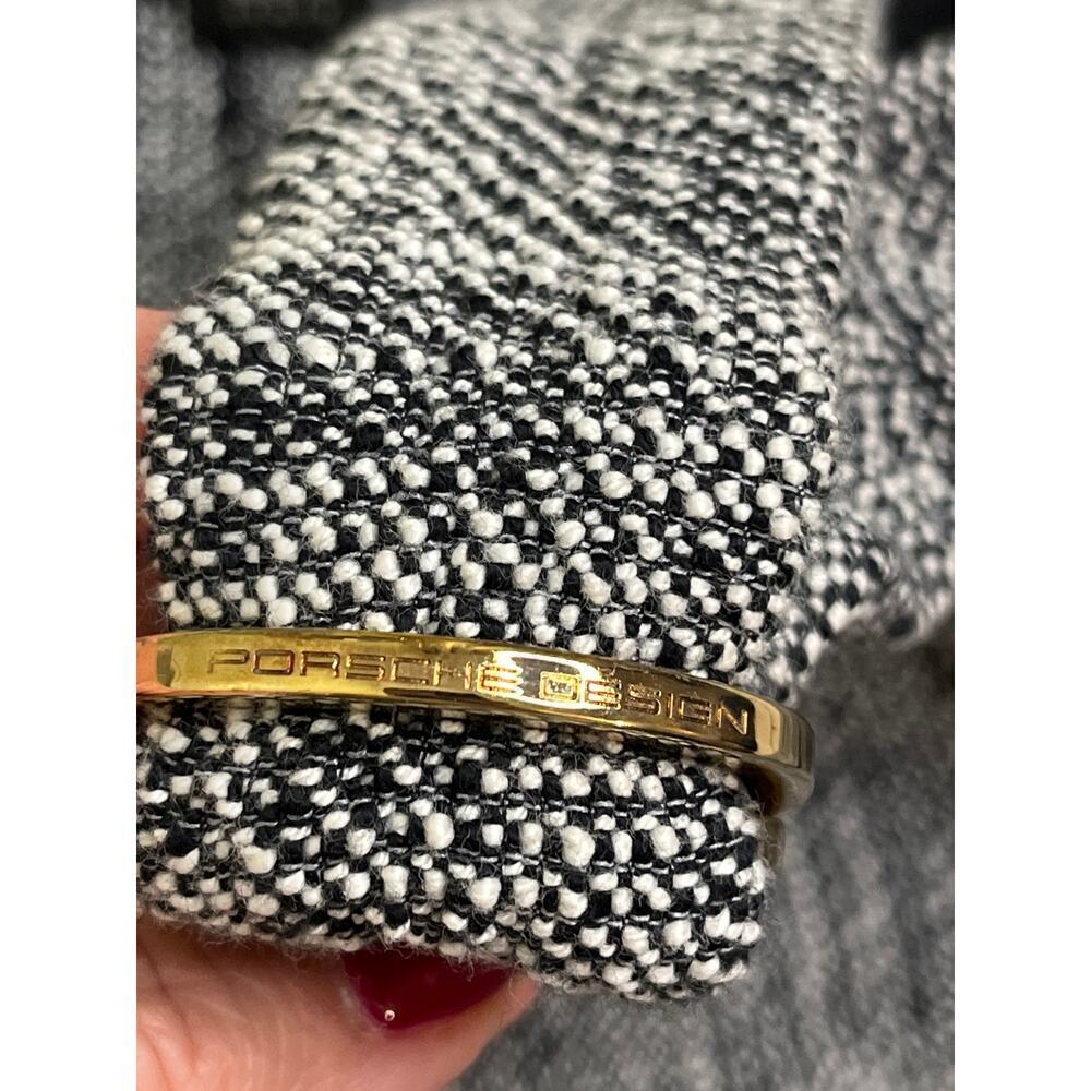 Porsche Design pleated cuffed belt cropped tweed black/white pants,size 38/US 6 - Picture 10 of 16